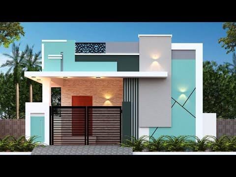 Contemporary Single-Floor Villa Elevation - 3D elevation design by H2 Construction Kallakurichi